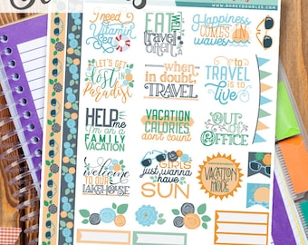 Travel Print and Cut Planner Stickers - Vacation, Summer Trip Printable Stickers