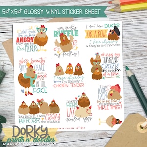 Funny Chicken Sayings Vinyl Planner Stickers