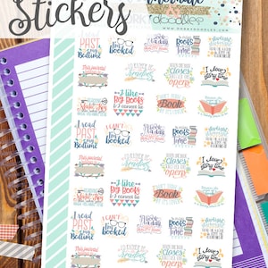 Reading Love Print and Cut Planner Stickers - Book Lovers Printable Stickers