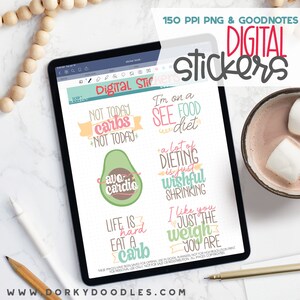 Dieting Digital Planner Stickers - Funny Diet Sticker Book for Goodnotes, PNG files for Ipad Planning and Notability