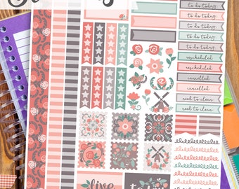 Floral Print and Cut Planner Stickers - Flower Stamps Printable Stickers