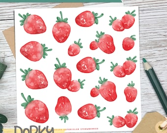 Waterproof Strawberry Planner Stickers | Vinyl Die Cut Sticker | 5.5x5.5" Sticker Sheet