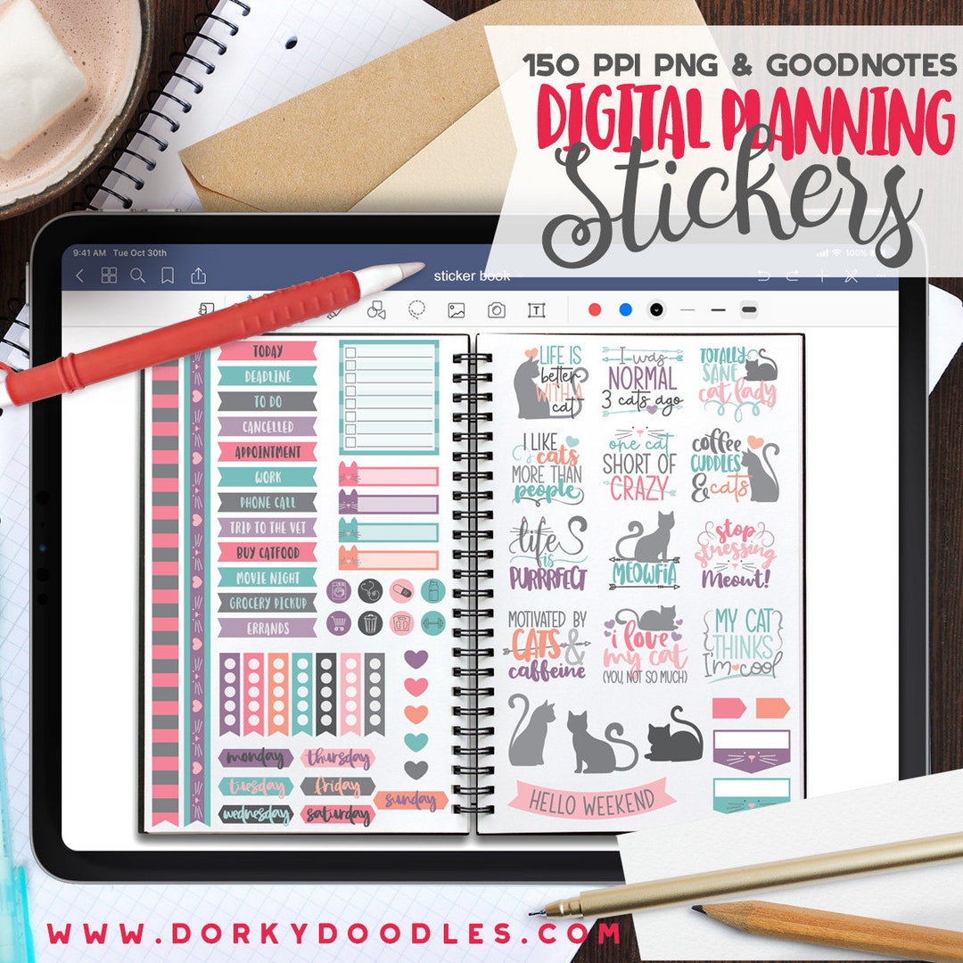 Cat Lovers Digital Planner Stickers Cat People Sticker Book for ...