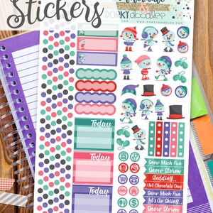 Snowman Print and Cut Planner Stickers - Cute Winter Printable Stickers