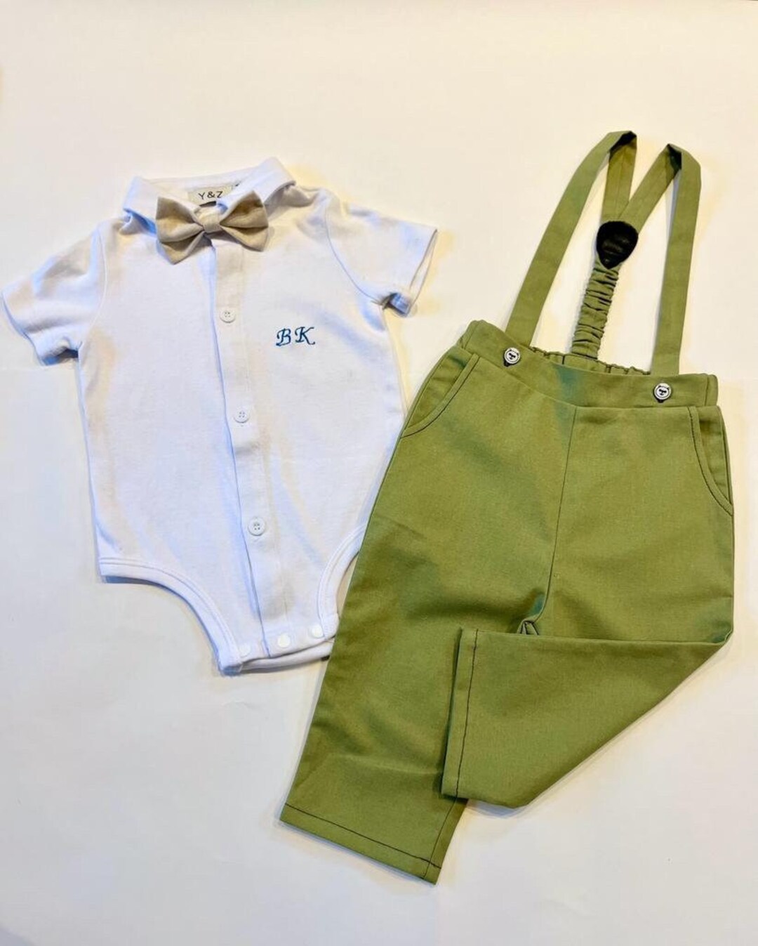 Ring Bearer Sage Green Page Boy Christening Wedding Suspender Etsy
