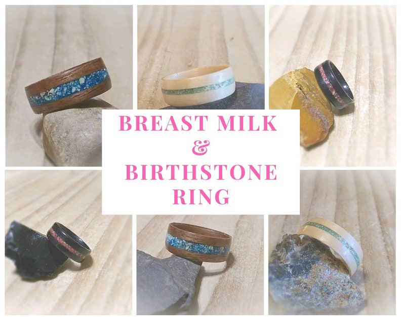 Breast Milk & Birthstone Ring Breast Milk Jewelry Raw Etsy