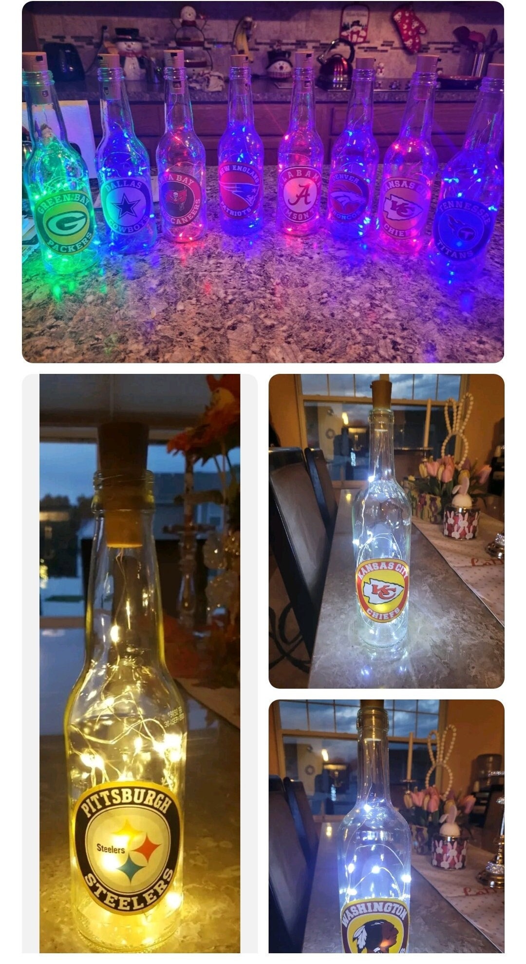 Nfl Lighted Bottles All 32 Teams Available Etsy
