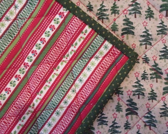 Quilted Placemat Set of Six:   Winter Placemats, Reversible Washable, 15” x 14”