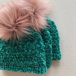 Beanie Crochet Pattern, Bernat Velvet Crochet Pattern, Instant PDF Download, She Smiled Sweetly