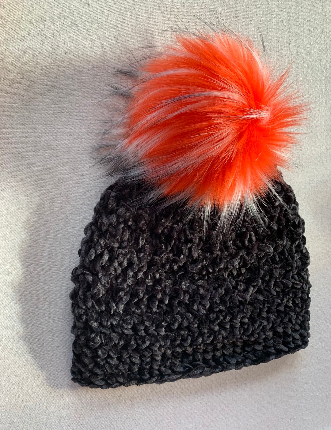 Animal Print Beanie with Yarn Pom