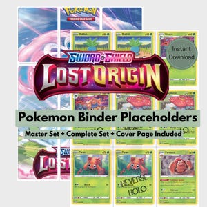 Sword&Shield - Lost Origin Master and Complete Set AND Trainer Gallery Placeholder | Pokemon Binder Inserts | Digital Download