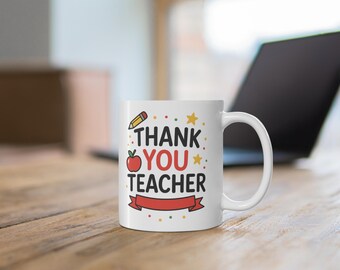 Teacher Appreciation Gift | Thank You Teacher Mug | Gift for Educators | Cute Apple Design | Back to School | Teacher Appreciation Week