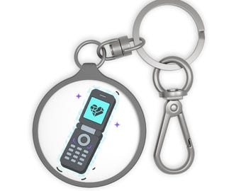 Y2K Flip Phone Heart Screen | Keyring Tag & Bag Charm Accessory | Valentine, Galentine, BFF Gift | Aesthetic Cute