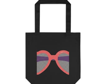 Y2K Heart-Shaped Sunglasses Graphic | Cotton Tote Bag for Everyday Errands | Galentine’s, Valentine’s, Bestie Gift | Gen Z Aesthetic