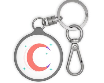 Crescent Moon Heart Gradient | Keyring Tag Charm for Bags & Keys | Valentine, Galentine, Couples | Y2K Celestial Aesthetic