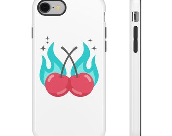 Cherry Flames Pair | iPhone 17 Slim Glossy Case (Cherry) | Valentine & Galentine Gift for Her/Him | Y2K Aesthetic