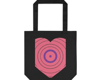 Vinyl Record Heart | Cotton Tote Bag for Music Lovers | Valentine & Galentine Gift for Her, Them, Friends | Y2K Aesthetic
