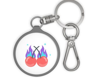 Cherry Pair Flames | Y2K Cherry Keyring Tag & Bag Charm | Valentine, Galentine, BFF or Lover Gift | Edgy-Cute Aesthetic