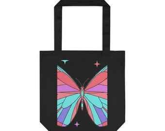 Holographic Gradient Butterfly | Cotton Tote Bag for Everyday Carry | Valentine & Galentine Gift for Her | Y2K Aesthetic