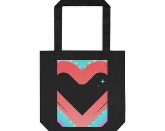 Neon Heart Glow | Cotton Tote Bag for Everyday + Campus | Valentine & Galentine Gift for Her, Friends | Y2K Aesthetic