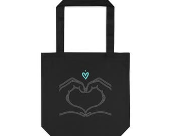Line Art Heart Hands | Cotton Tote Bag for Everyday Carry | Valentine, Galentine’s & Couple Gift | Minimalist Aesthetic