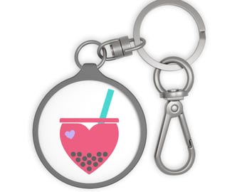 Boba Tea Heart Love | Acrylic Keyring Tag + Bag Charm | Valentine & Galentine Gift for Couples, Friends | Y2K Aesthetic