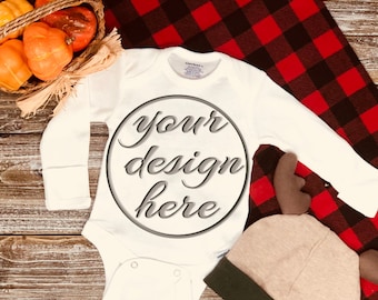 Download Free Blank White Long Sleeved Baby One Piece, Long Sleeve Bodysuit, Fashion Design Styled Stock Photography, Background - JPG Download - Fall PSD Template