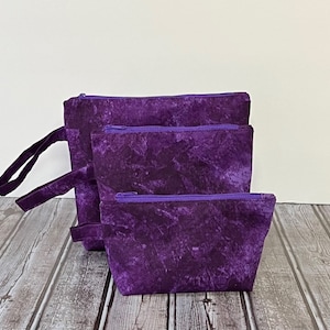 Ecofriendly Handmade Purple Two-Tone Cosmetic Bag, Toiletries Pouch, Travel Bags, Cosmetic Organizer, Crafts, All Purpose Pouch Gift Idea!
