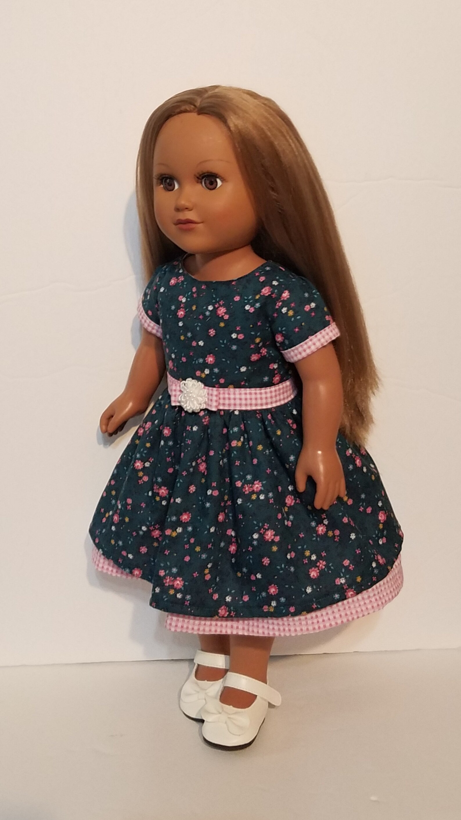 18in Blue and Pink Floral Doll Dress Handmade for American Etsy
