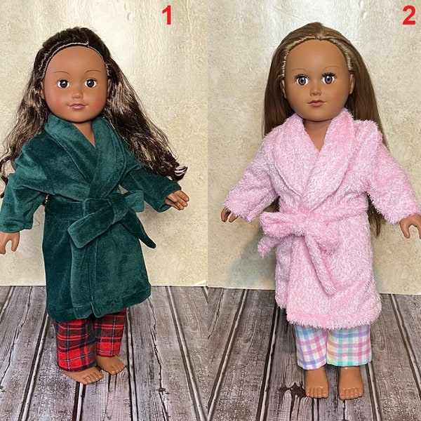 18in Emerald Green or Pink Plush Doll Spa Bathrobe Handmade For Girl and Boy Dolls & Other 18in Dolls. Great Gift Idea!