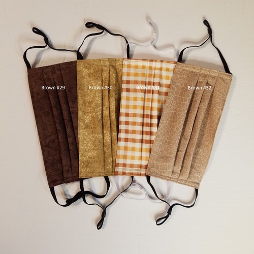 Brown Face Mask With Filter Pocket Aluminum Nose Strip Etsy