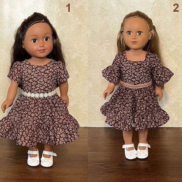 18in Brown Floral & Autumn Leaves Doll Dress Handmade For American  Dolls and Other 18in Dolls. Great Gift Idea!