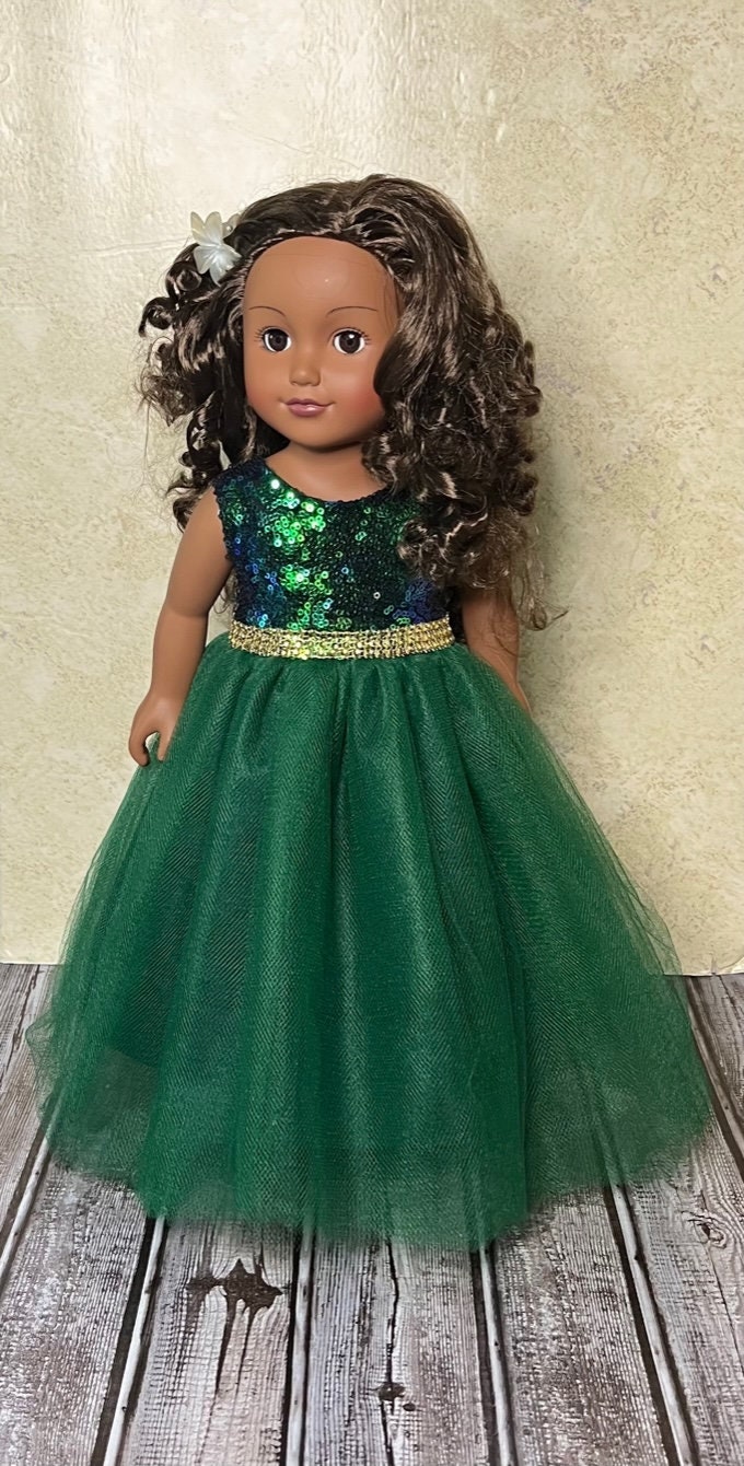 green emerald velvet dress Build-A-Bear Standard plush clothing outfits main image 1
