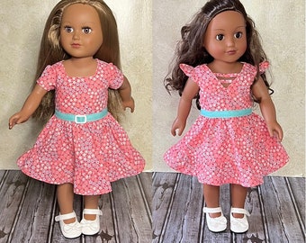 Handmade Pink and Teal Floral Doll Dresses for 18-Inch Dolls: Exquisite Creations for Your Beloved Dolls!