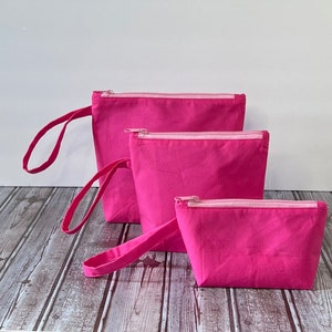 Große Pink mit schwarzem Innenraum handgemachte Kosmetiktasche Kulturbeutel Reise Kosmetik Organizer Handwerk, Allzweckbeutel. Tolle Geschenkidee