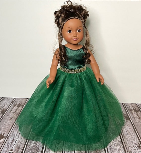 Quinceaera Dark Green Satin and Tulle Party Doll Gown With Gold Rhinestone  Handmade for American Dolls & Other 18in Dolls, Swift Shipping - Etsy
