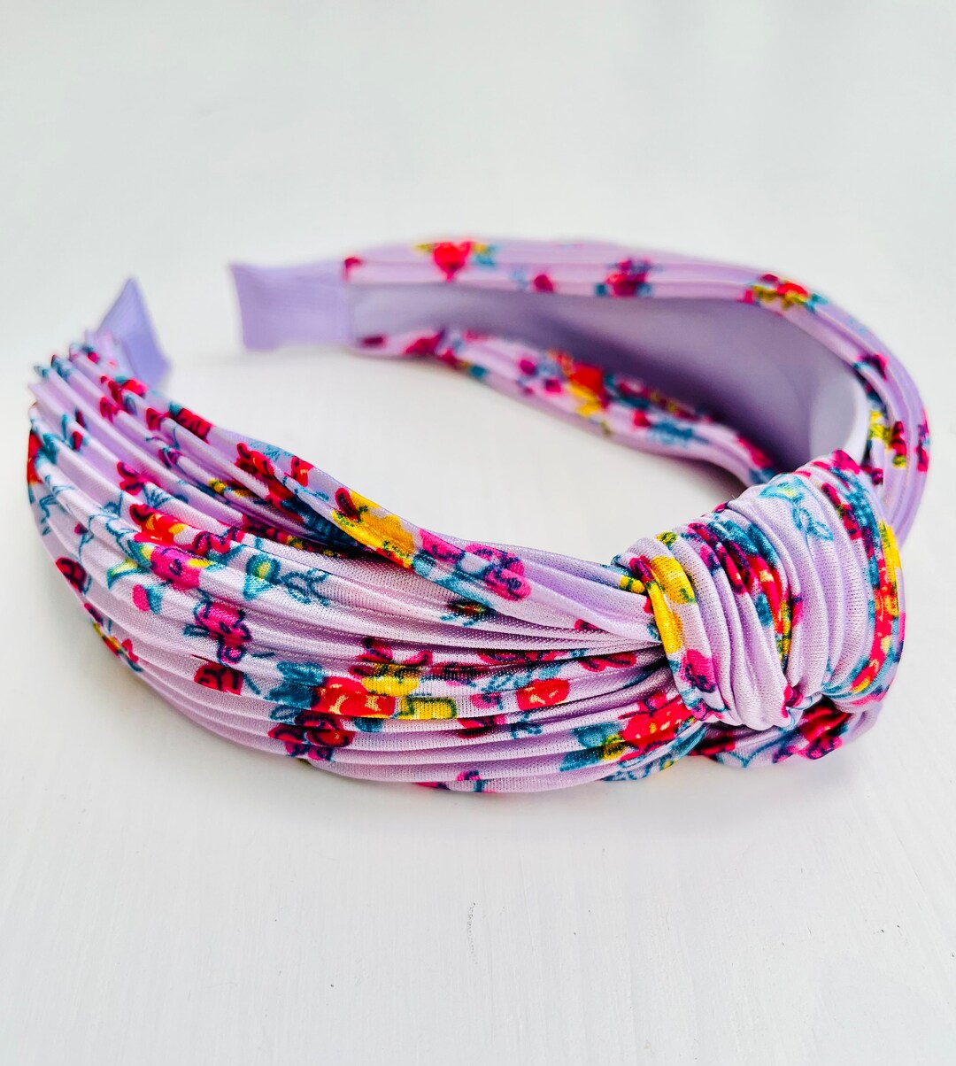 Purple Floral Top Knot Headband, Top Knot Headband, Knotted Headband