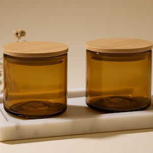 Single Handmade Glass Bathroom Jar for Organization with No Text | Handblown in Mexico | Cotton Balls,Face Cream,Bath Salts