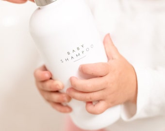 Plastic Bottle | Add Your Child's Name | Amber/Clear/White/Black Bottle Soap Dispenser | Kids' Soap | Signature Collection | Metal Pump