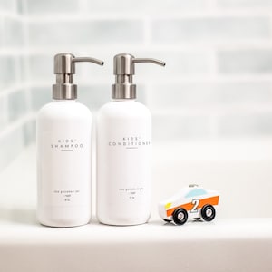 Plastic Bottle | Amber/Clear/White/Black Bottle Soap Dispenser | Kids&#39; Soap | Signature Collection | Plastic or Metal Pump | Kids Bathroom