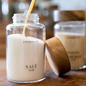 Single Glass Spice Jar with Text Printed Directly onto the Jar |Acacia Wood Lid|6.4 oz Airtight Kitchen Storage Container | Dual Shaker Tops