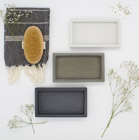 Concrete Tray | Soap Bottle Tray | Catchall Tray | Rectangular Tray | Modern Bathroom Tray | Kitchen Tray | Valet Tray | Key Tray