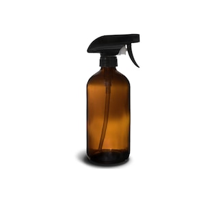 Glass Bottle | Amber & Clear  Cleaning Trigger Sprayer | No Label | Bathroom Cleaner/Countertop Spray/All Purpose Cleaner/ Cleaner