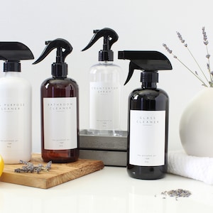 Plastic Bottle | Amber/Clear/White/Black Cleaning Trigger Sprayer | Bathroom Cleaner/Countertop Spray/All Purpose Cleaner/ Cleaner
