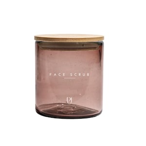 Handmade Glass Bathroom Jar for Organization | Handblown in Mexico | Waterproof Text Printed on the Jar|Cotton Balls,Face Cream,Bath Salts