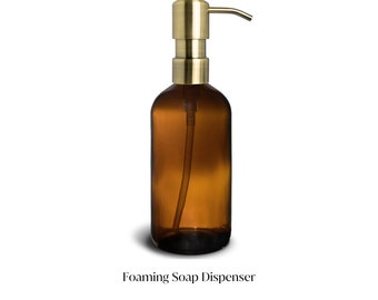 Foaming Glass Soap Dispenser with No Text | Choice of Hand Wash/Dish Soap/Face Wash/Hand Sanitizer|Choice of Bottle Color & Metal Pump Color