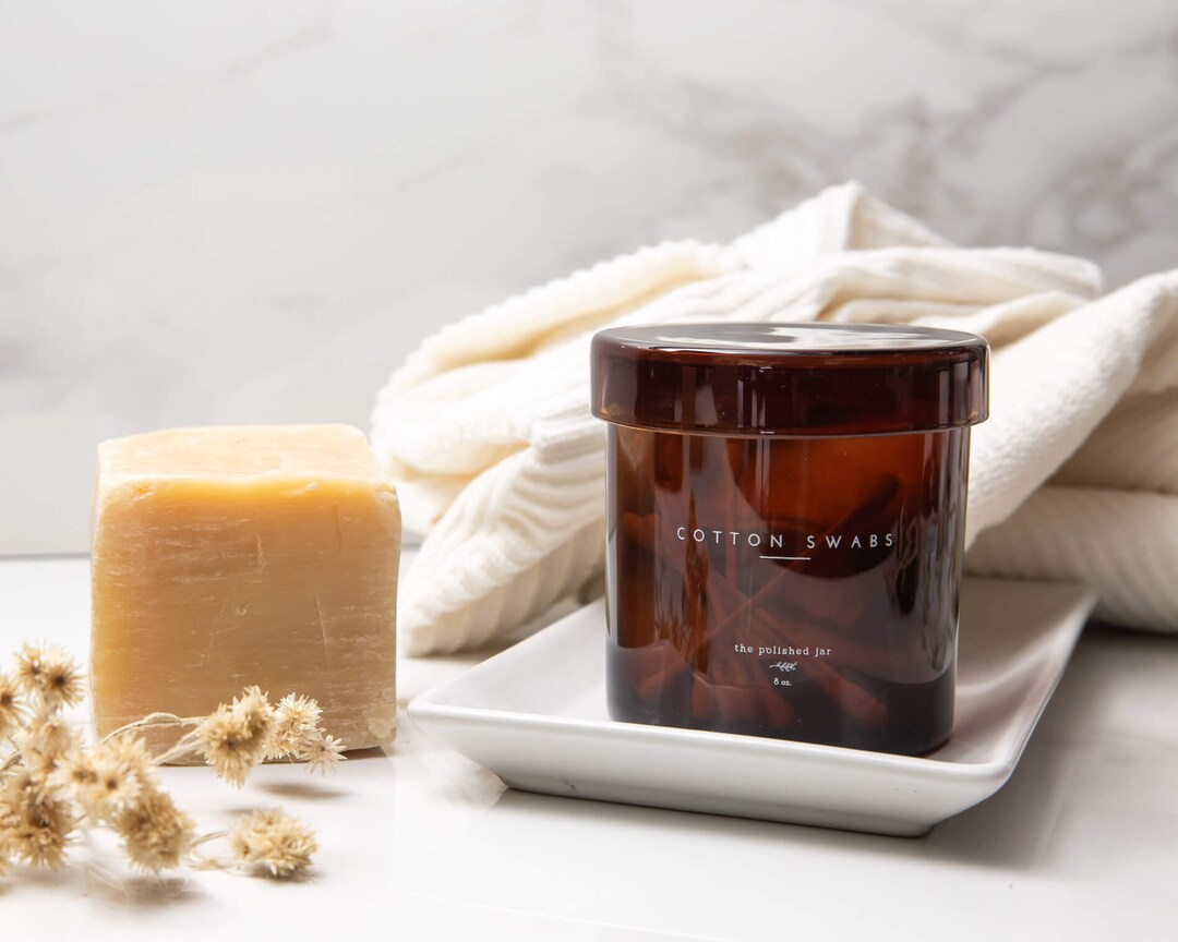 Glass Bathroom Jars for Organizationwaterproof Text Printed on the Jar ...
