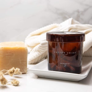 Glass Bathroom Jar for Organization |Waterproof Text Printed on the Jar | Signature Collection|Cotton Balls,Face Cream,Bath Salts,Hand Cream