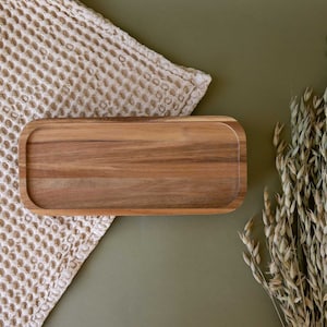 Charlotte Acacia Wood Tray | Soap Bottle Tray | Catchall Tray |Rectangular Tray | Modern Bathroom Tray | Kitchen Tray |Valet Tray | Key Tray