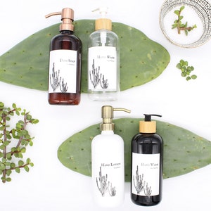 Plastic Bottle | Amber/Clear/White/Black Bottle Soap Dispenser | Hand Wash/Dish Soap/Hand Lotion | Desert Terra Collection | Metal Pump